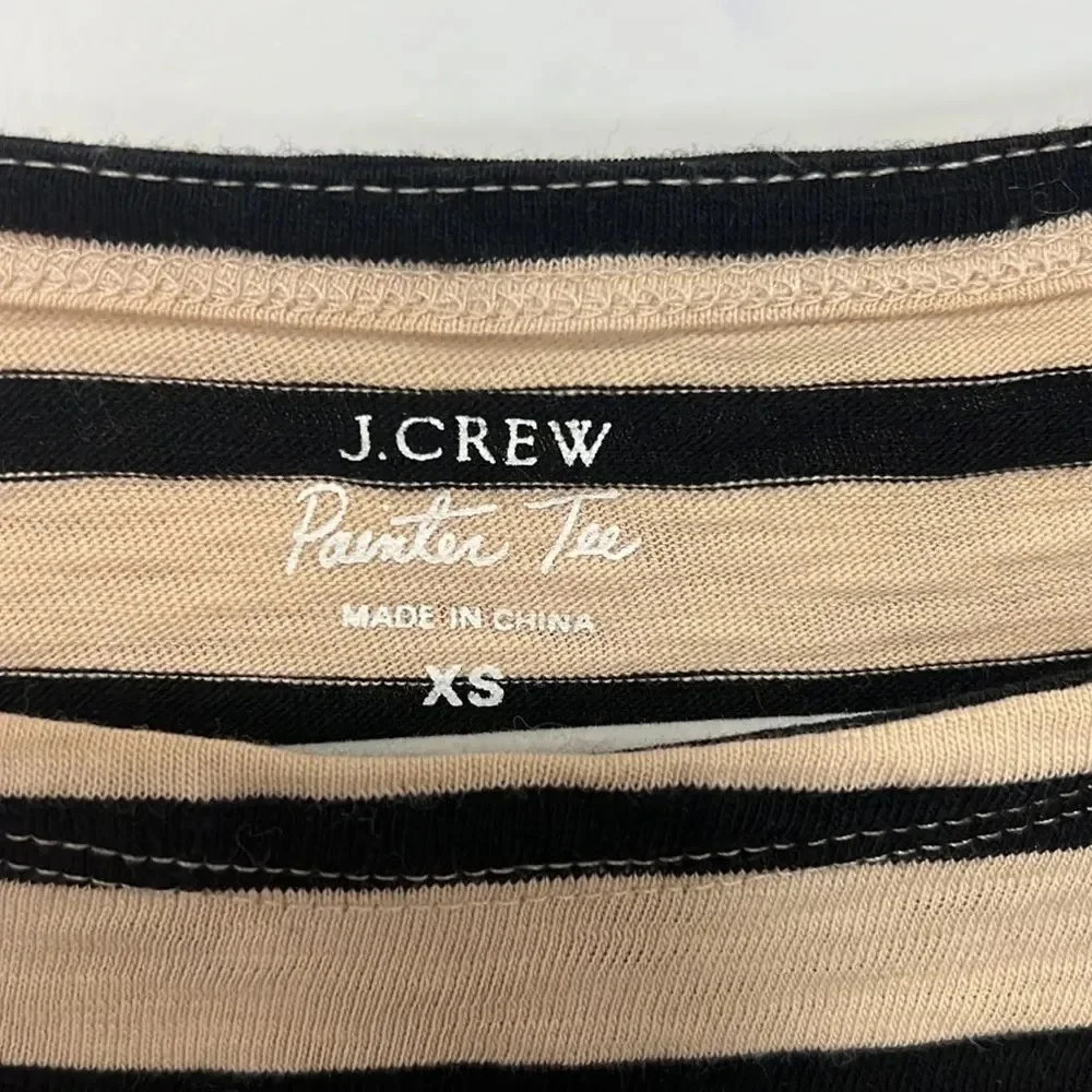 J.Crew Painters Tee Tan and Black Stripped Long Sleeve T Shirt size XS